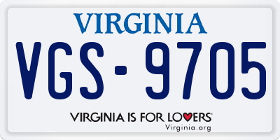 VA license plate VGS9705