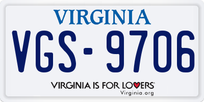 VA license plate VGS9706
