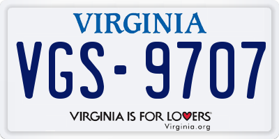 VA license plate VGS9707