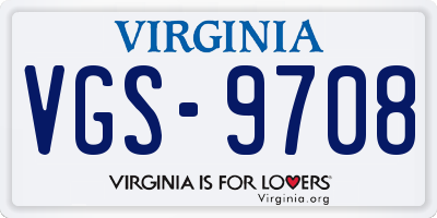 VA license plate VGS9708