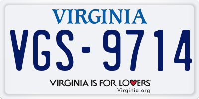 VA license plate VGS9714