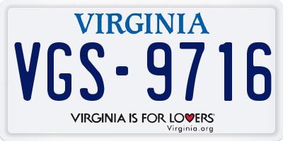 VA license plate VGS9716