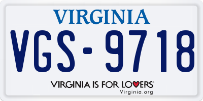 VA license plate VGS9718