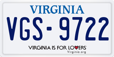 VA license plate VGS9722