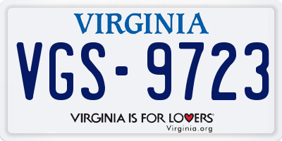 VA license plate VGS9723