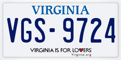 VA license plate VGS9724