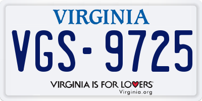 VA license plate VGS9725