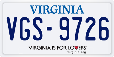 VA license plate VGS9726