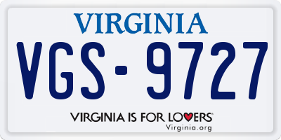 VA license plate VGS9727