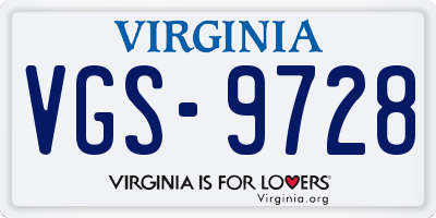 VA license plate VGS9728