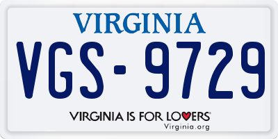 VA license plate VGS9729