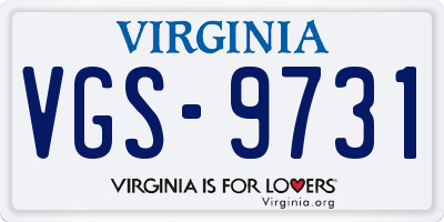 VA license plate VGS9731