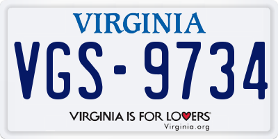 VA license plate VGS9734