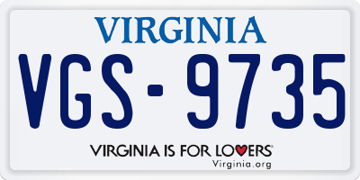 VA license plate VGS9735