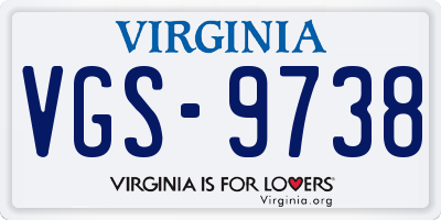 VA license plate VGS9738