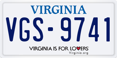 VA license plate VGS9741