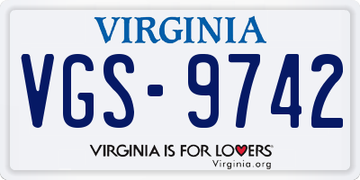 VA license plate VGS9742