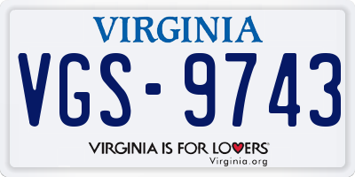 VA license plate VGS9743