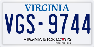 VA license plate VGS9744