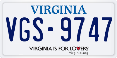 VA license plate VGS9747