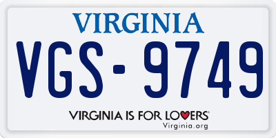 VA license plate VGS9749
