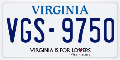VA license plate VGS9750