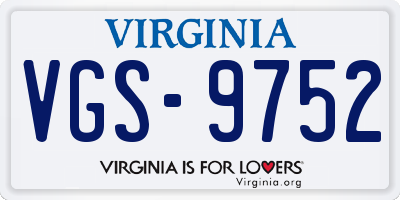 VA license plate VGS9752