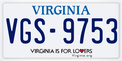 VA license plate VGS9753