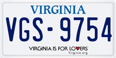 VA license plate VGS9754