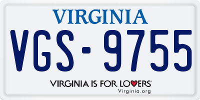 VA license plate VGS9755