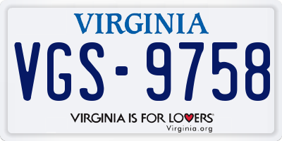 VA license plate VGS9758