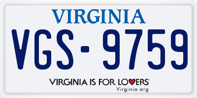 VA license plate VGS9759