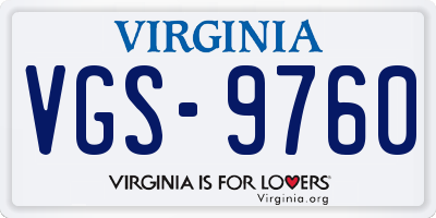 VA license plate VGS9760