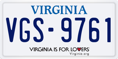VA license plate VGS9761
