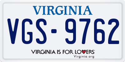 VA license plate VGS9762