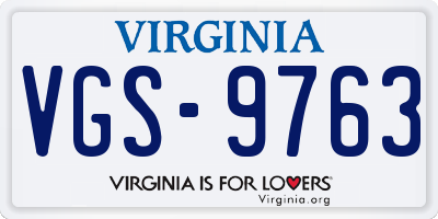 VA license plate VGS9763