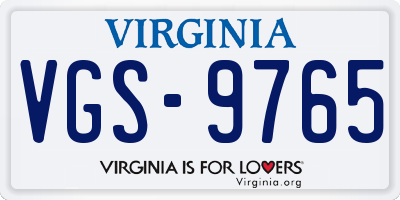 VA license plate VGS9765