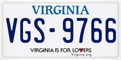 VA license plate VGS9766