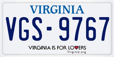 VA license plate VGS9767