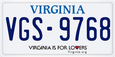 VA license plate VGS9768