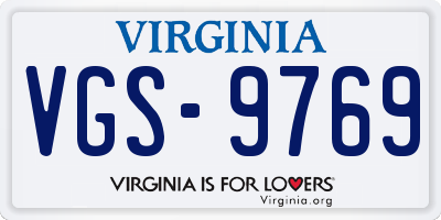 VA license plate VGS9769