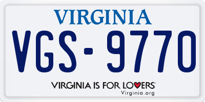 VA license plate VGS9770