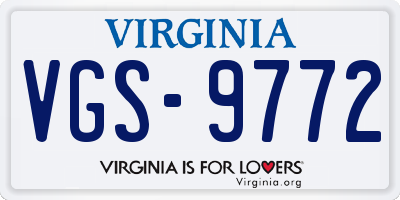 VA license plate VGS9772