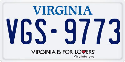 VA license plate VGS9773
