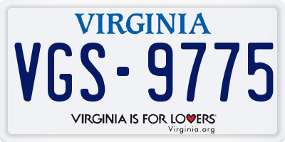 VA license plate VGS9775