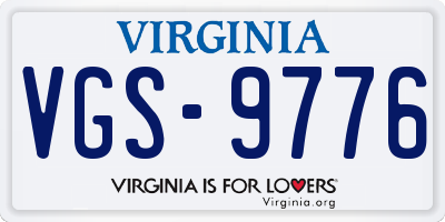 VA license plate VGS9776