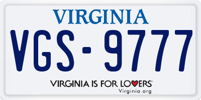 VA license plate VGS9777