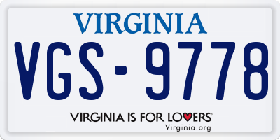 VA license plate VGS9778