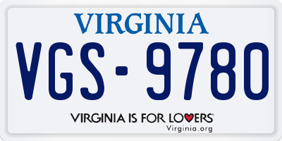 VA license plate VGS9780