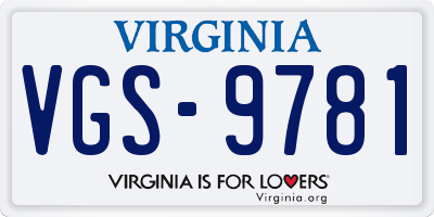 VA license plate VGS9781